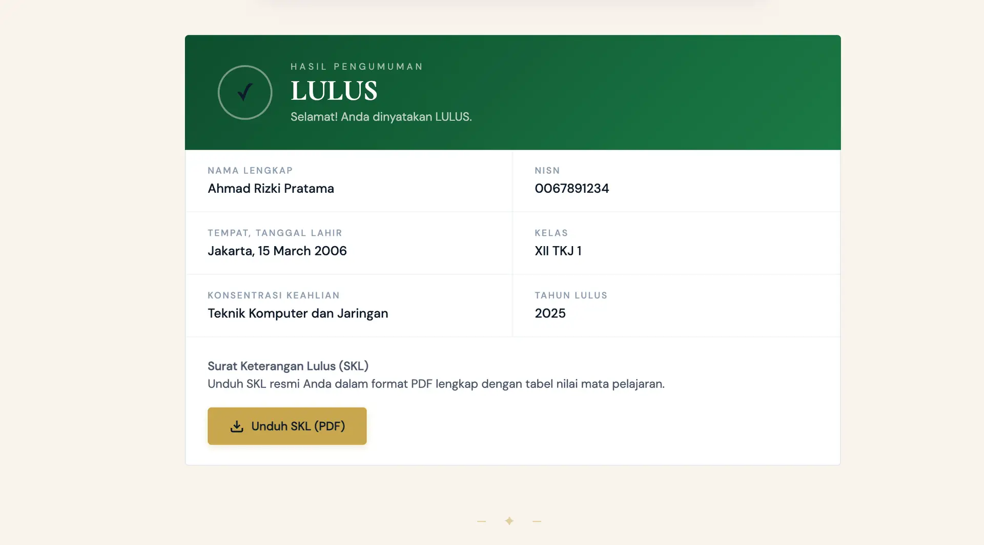 Aplikasi Cek Kelulusan Siswa